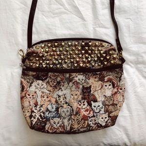 Vintage Tapestry Cat Purse! With studs!